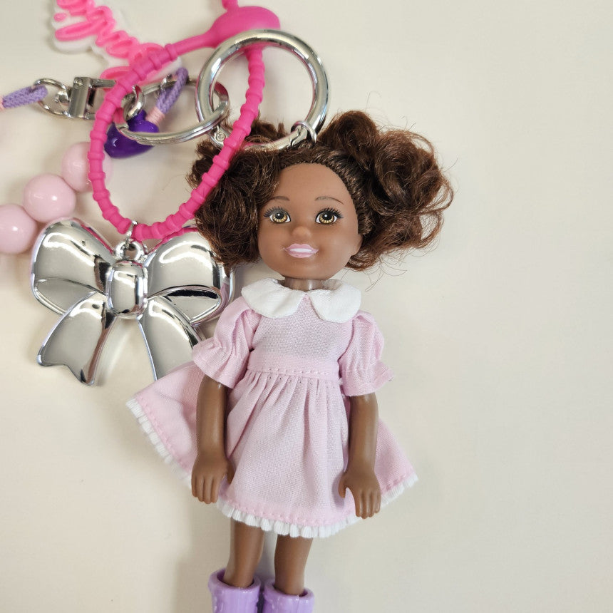 Pastel Black Barbie Keychain