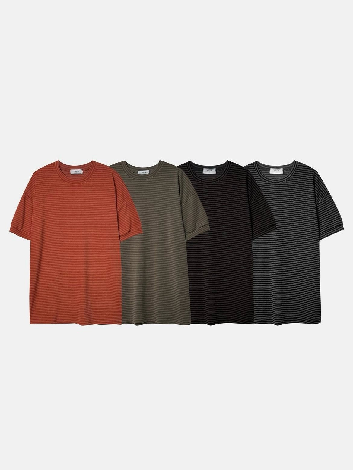 Spandex Striped Seersucker Short-Sleeve T-Shirt