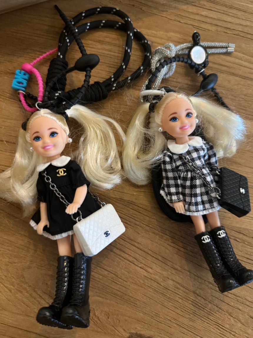 Classic Black Dress Blonde Barbie Keychain
