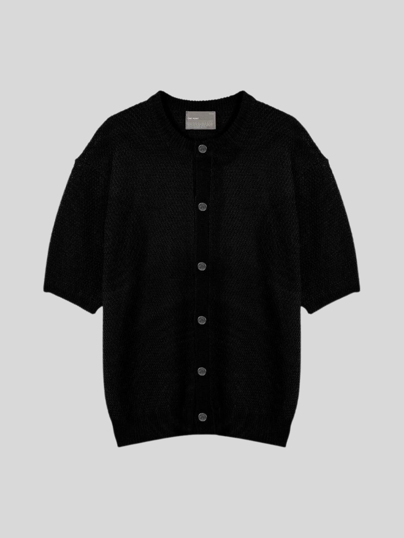 Coarse Linen Short-Sleeve Cardigan