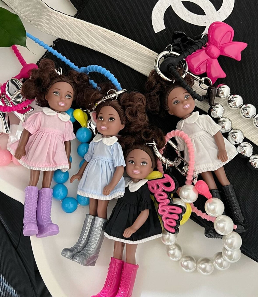 Pastel Black Barbie Keychain