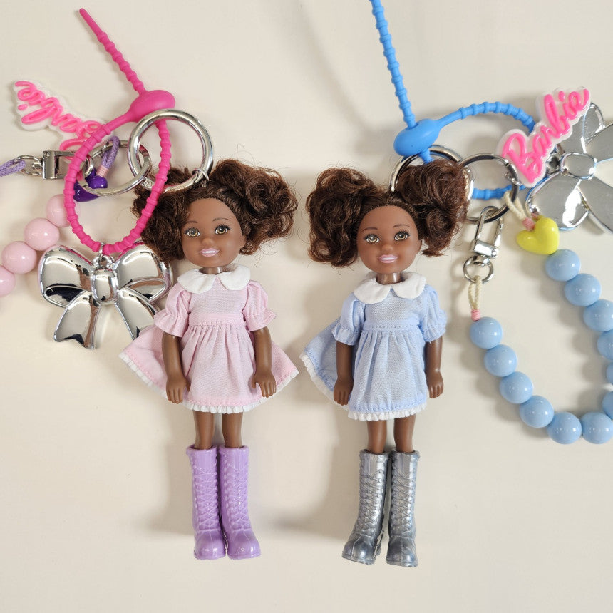Pastel Black Barbie Keychain
