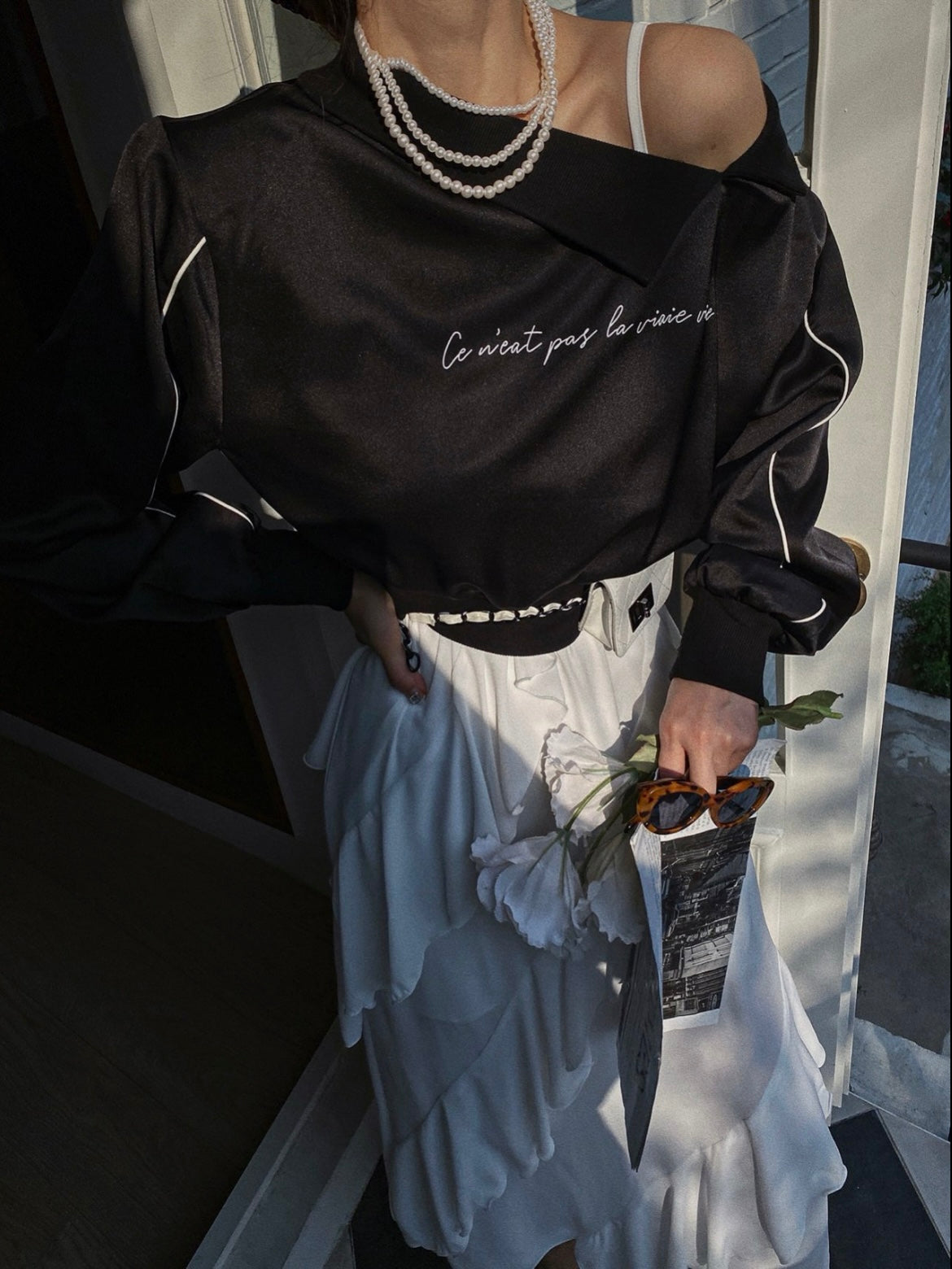 Asymmetric Satin Sweatshirt