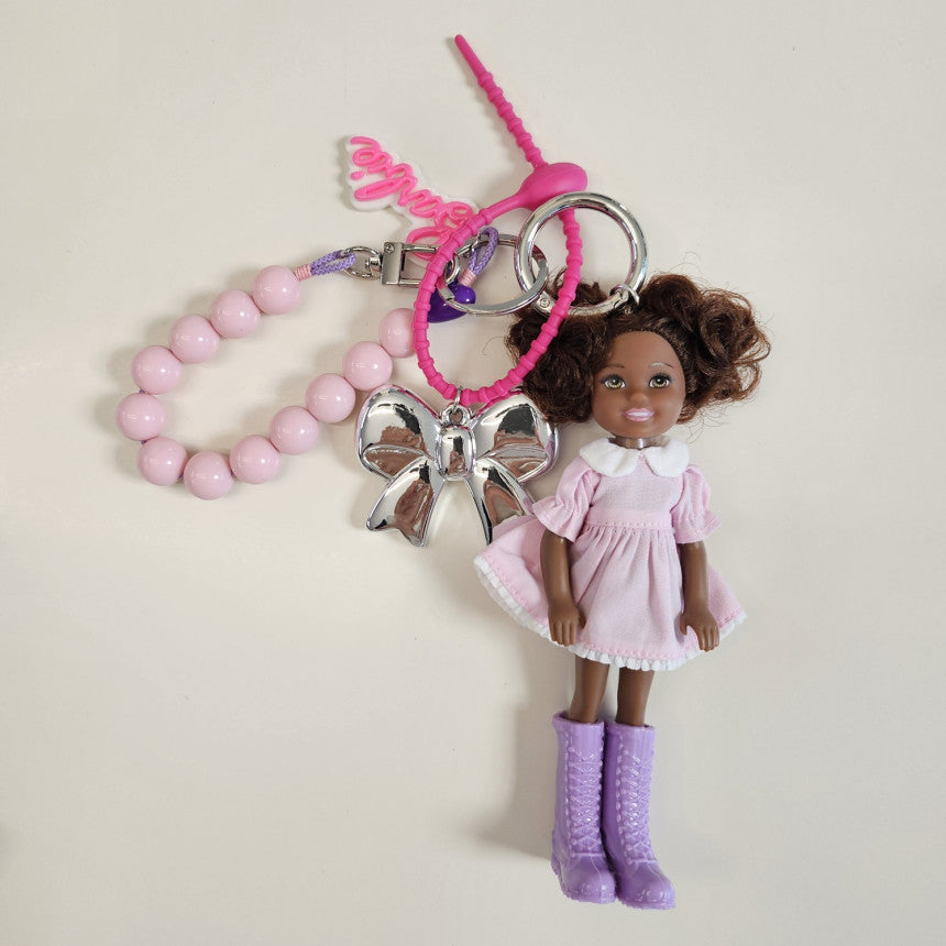 Pastel Black Barbie Keychain