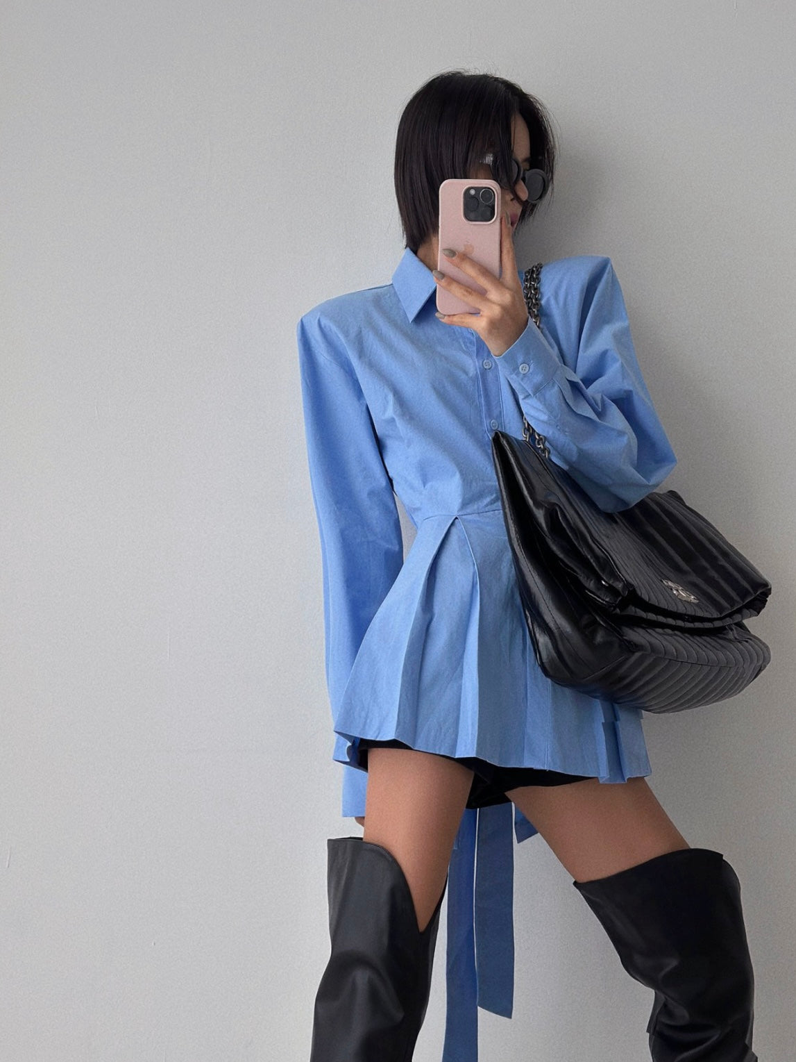 Back-Tie Peplum Shirt