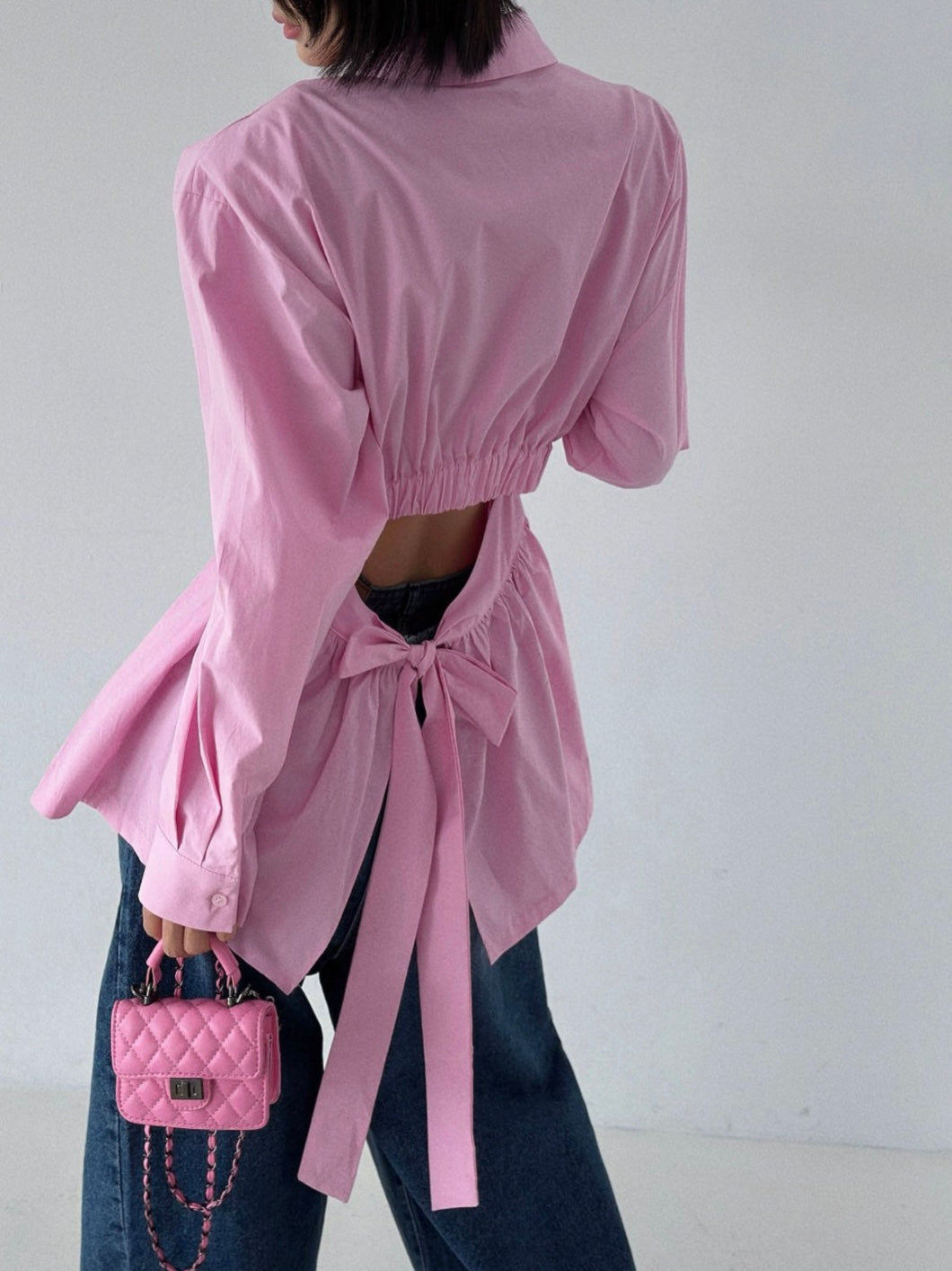 Back-Tie Peplum Shirt